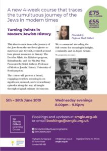 Sir Martin Gilbert Learning Centre - 4 week course on Turning Points in Modern Jewish History @ Highgate (N6) Venue details confirmed upon booking